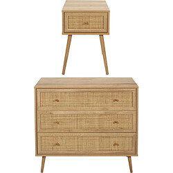 The Home Deco Factory Set commode en bois 3 tiroirs et chevet 1 tiroir Bali. Set commode en bois 3 tiroirs et chevet 1 tiroir Bali