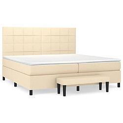 vidaXL Sommier à lattes de lit avec matelas Crème 200x200 cm Tissu