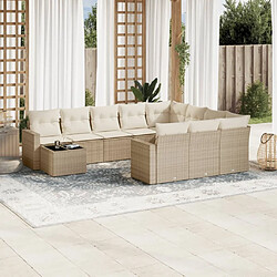 Maison Chic Salon de jardin 11 pcs avec coussins | Ensemble de Table et chaises | Mobilier d'Extérieur beige résine tressée -GKD55757