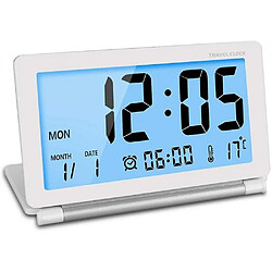 Universal Grande horloge de voyage portative avec rétroéclairage (blanc)