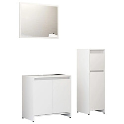 Maison Chic Ensemble de 3 meubles de salle de bain,Armoire rangement + miroir Blanc Aggloméré -MN80351