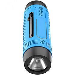 General Haut-parleur Bluetooth sans fil extérieur Lampe de poche LED portable étanche aux éclaboussures d'eau Micro intégré pour appel téléphonique Radio FM Flash USB, carte SD, batterie rechargeable, camp de randonnée à vélo (Bleu--B1)