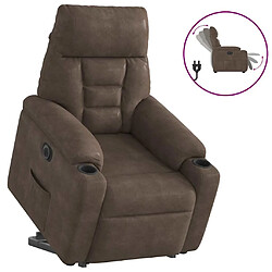 vidaXL Fauteuil inclinable électrique marron tissu microfibre