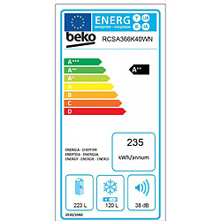 Acheter Réfrigérateur combiné 60cm 343l - rcse366k40w - BEKO