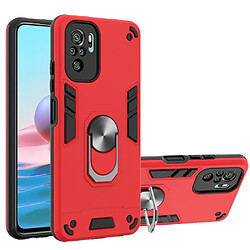 Coque en TPU antichoc, antidérapant, hybride avec béquille à anneau magnétique rotatif rouge pour votre Xiaomi Redmi Note 10S/Note 10 4G