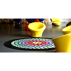 ICONIK INTERIOR Tapis Rond VA08 104cm Blanc / Noir pas cher