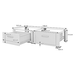 ML-Design Socle machine à laver double avec tiroirs base sèche-linge blanc 150 kg/support pas cher