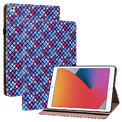 Etui en PU texture tissée, fonction d'éveil/veille avec porte-cartes bleu pour votre iPad 10.2 (2019)/(2020)(2021)