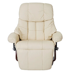 Mendler MCA fauteuil relax Calgary 2, fauteuil de télévision, cuir, charge 150kg ~ crème, couleur noix