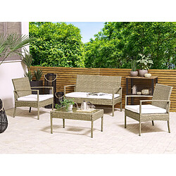 Beliani Set de jardin MARSALA Polyrotin Bois clair