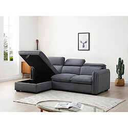 Avis Vente-Unique Canapé d'angle gauche convertible en tissu gris ORELANA