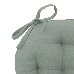 Pegane Lot de 4 coussins de chaise rond, coussins d'assise en coton coloris vert céladon - Diamètre 38 x Hauteur 5 cm