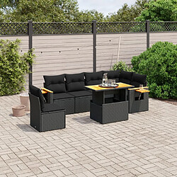 Maison Chic Ensemble Tables et chaises d'extérieur 7pcs avec coussins,Salon de jardin noir résine tressée -GKD234937