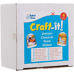 Baker Ross Kits de Boule à Neige Licorne à colorier (boîte de 4) - Loisirs créatifs pour Enfants, AT316