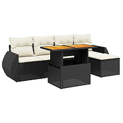 Maison Chic Ensemble Tables et chaises d'extérieur 6pcs avec coussins,Salon de jardin noir résine tressée -GKD234730