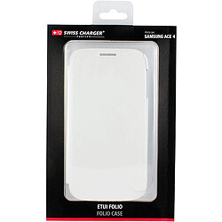 Swisscharger Swiss Charger - Etui folio slim en simili cuir pour Samsung Galaxy Ace 4 - Blanc