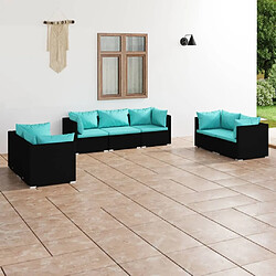 Maison Chic Salon de jardin 7 pcs + coussins - Mobilier/Meubles de jardin - Table et chaises d'extérieur Résine tressée Noir -MN27818