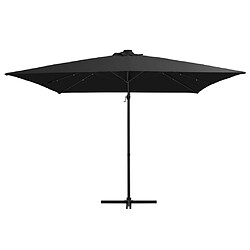 ComfortXL Parasol Déporté Avec LED Et Mât En Acier 250x250 Cm Noir