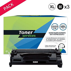 TONER SERVICES Compatible HP 26X Pack 3 Toners Noir CF226X (HT26XR)