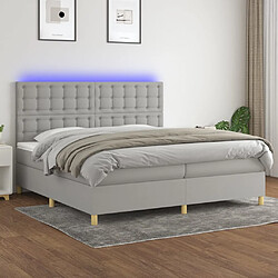 vidaXL Sommier à lattes de lit matelas et LED Gris clair 200x200 cm