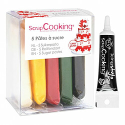 Scrapcooking 5 pâtes à sucre Noël + Stylo glaçage noir