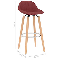 vidaXL Tabourets de bar lot de 2 rouge bordeaux tissu pas cher