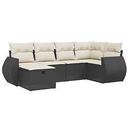 Maison Chic Ensemble Tables et chaises d'extérieur 6pcs avec coussins,Salon de jardin noir résine tressée -GKD660259