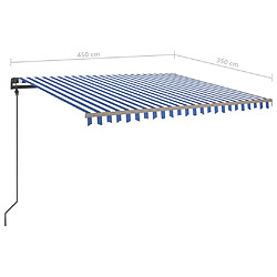 vidaXL Auvent automatique capteur de vent LED 4,5x3,5 m Bleu et blanc pas cher