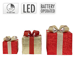 Acheter Ecd Germany Lot de 3 boîtes cadeaux LED ornement décoration lumière blanc chaud minuterie