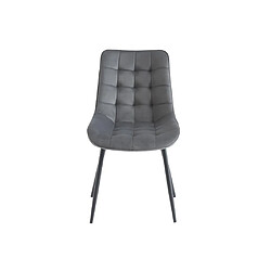 Avis Vente-Unique Lot de 2 chaises matelassées - Velours et métal noir - Gris - OLLUA