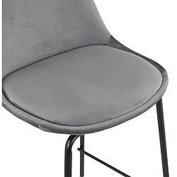 Acheter Alterego Tabouret snack mi-hauteur 'FENTON MINI' en velours gris et pied en métal noir