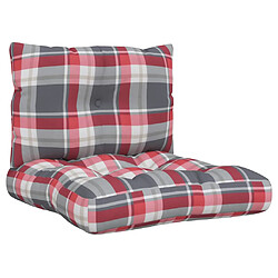 vidaXL Coussins de palette lot de 2 motif à carreaux rouge tissu