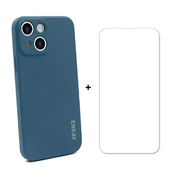 Enkay Coque en silicone anti-rayures, bord droit résistant bleu foncé pour votre Apple iPhone 13 mini 5.4 pouces