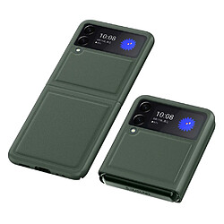 Coque en TPU + cuir véritable anti-rayures, hybride vert pour votre Samsung Galaxy Z Flip3 5G