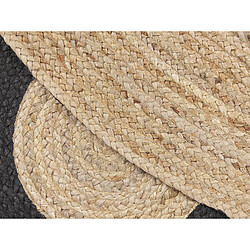 Beliani Tapis en jute d 140 cm beige / noir motif rosace KULLAR pas cher