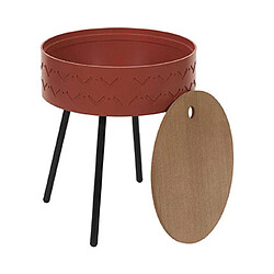 The Home Deco Factory Table d'appoint avec coffre intégré Eugénie rouge brique. pas cher