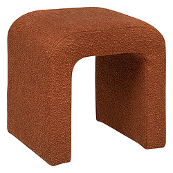 Pegane Pouf en bouclette, tabouret bouclette en MDF/polyester coloris ambre - Longueur 41 x Profondeur 35.5 x Hauteur 43 cm