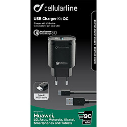 Acheter Cellular Line Cellularline USB Charger Kit 18W - USB-C - Huawei, Xiaomi, Wiko, Asus and other smartphone