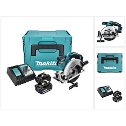 Makita DSS 611 RTJ 18V Li-ion Scie Circulaire sans fil 165mm + Boîtier Makpac + 2x Batteries BL1850 5,0 Ah + Chargeur DC 18 RC