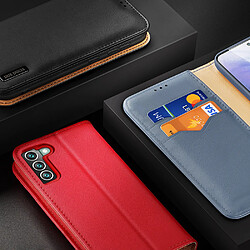 etui type bibliotheque en cuir veritable dux ducis hivo pour samsung galaxy s22+ (s22 plus) bleu