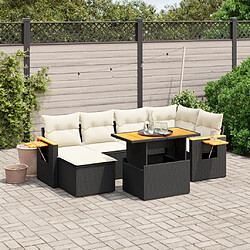 Maison Chic Ensemble Tables et chaises d'extérieur 7pcs avec coussins,Salon de jardin noir résine tressée -GKD656992