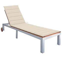 vidaXL Chaise longue avec coussin Bois d'acacia et acier galvanisé