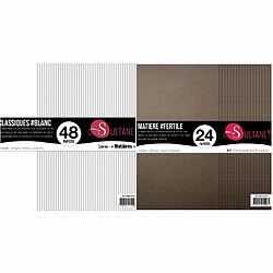 Sultane A 72 papiers Scrapbooking Blanc + Marron - 300g/ m²