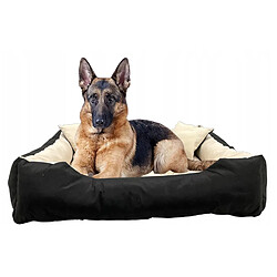 Avis Lit pour chien et chat avec coussin Ecco Beige & Noir Matériau imperméable en nylon lavable pour animaux domestiques Taille intérieure : 80x60 / Taille extérieure : 100x75cm