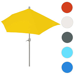 Mendler Parasol semi-circulaire Parla, demi-parasol balcon, UV 50+ polyester/alu 3kg ~ 300cm jaune sans support