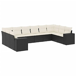 Maison Chic Salon de jardin 10 pcs avec coussins | Ensemble de Table et chaises | Mobilier d'Extérieur noir résine tressée -GKD12963