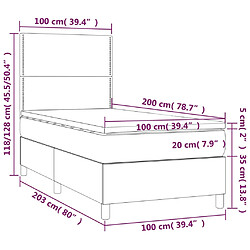 vidaXL Sommier à lattes de lit avec matelas Taupe 100x200 cm Tissu pas cher