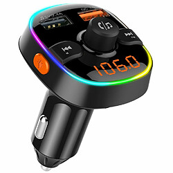 QC3.0 charge rapide voiture bluetooth lecteur mp3 voiture transmetteur fm lumière d'ambiance éblouissante