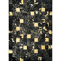 Thedecofactory CUIR PREMIUM GOLD - Tapis en cuir recyclé éclats or noir 120x170