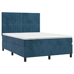 Avis Maison Chic Lit Adulte - Lit simple Lit à sommier tapissier et matelas moelleux - Meuble de Chambre - Bleu foncé 140x200cm Velours -MN74052